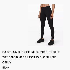 FAST AND FREE MID-RISE TIGHT 28" *NON-REFLECTIVE black WITH POCKETS